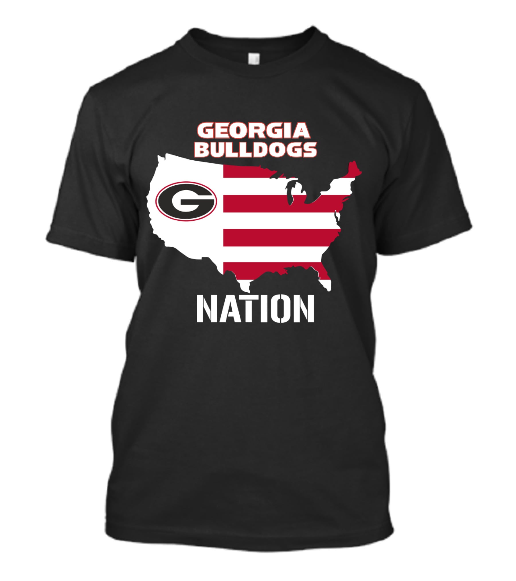 Georgia Bulldogs Nation Map Red And White Stripes T-Shirt