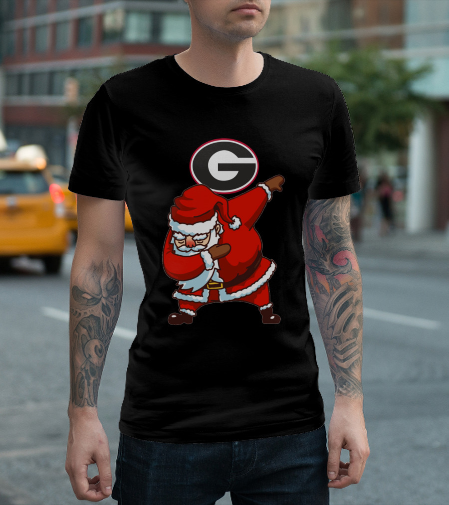 Georgia Bulldogs Santa Dab Logo Christmas Football T-Shirt
