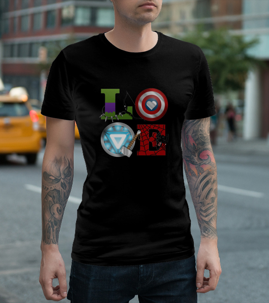 Avengers Love Hulk Captain America Iron Man Thor Spider-Man T-Shirt