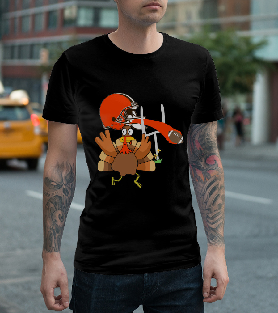 Cleveland Browns Turkey Thanksgiving Football Helmet T-Shirt