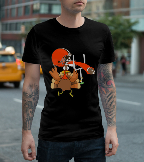 Cleveland Browns Turkey Thanksgiving Football Helmet T-Shirt