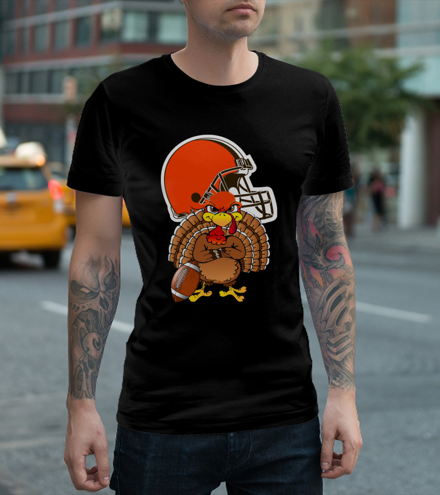 Cleveland Browns Angry Thanksgiving Turkey Football Helmet T-Shirt