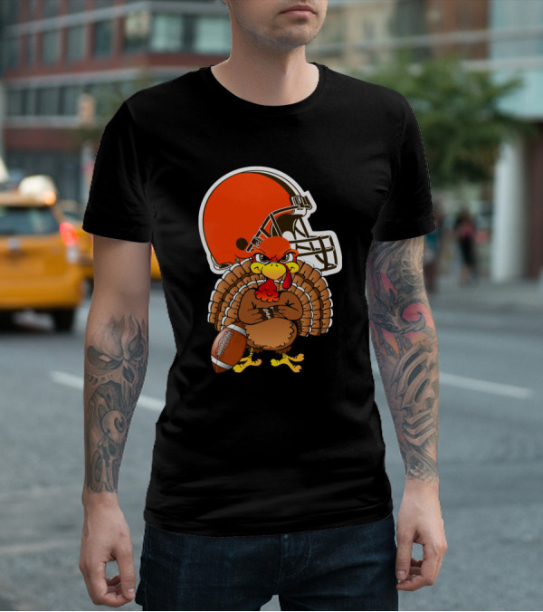 Cleveland Browns Angry Thanksgiving Turkey Football Helmet T-Shirt