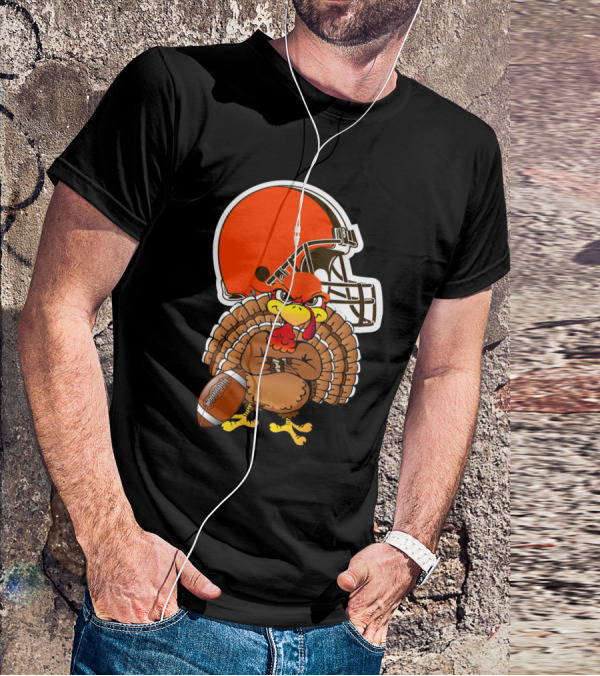 Cleveland Browns Angry Thanksgiving Turkey Football Helmet T-Shirt
