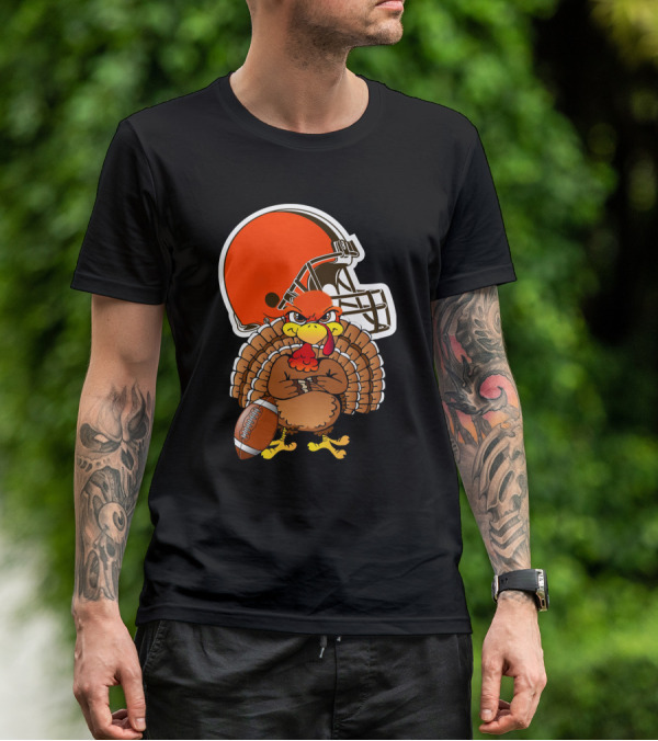 Cleveland Browns Angry Thanksgiving Turkey Football Helmet T-Shirt