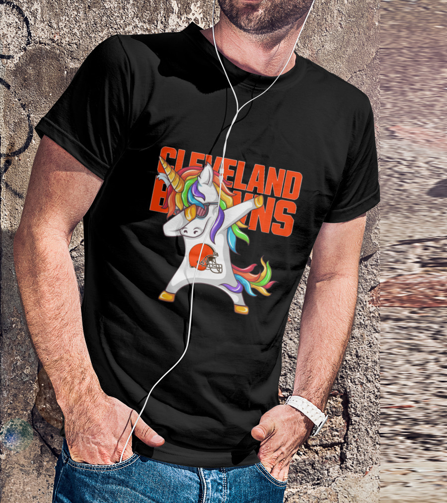 Cleveland Browns Rainbow Unicorn Football Helmet T-Shirt