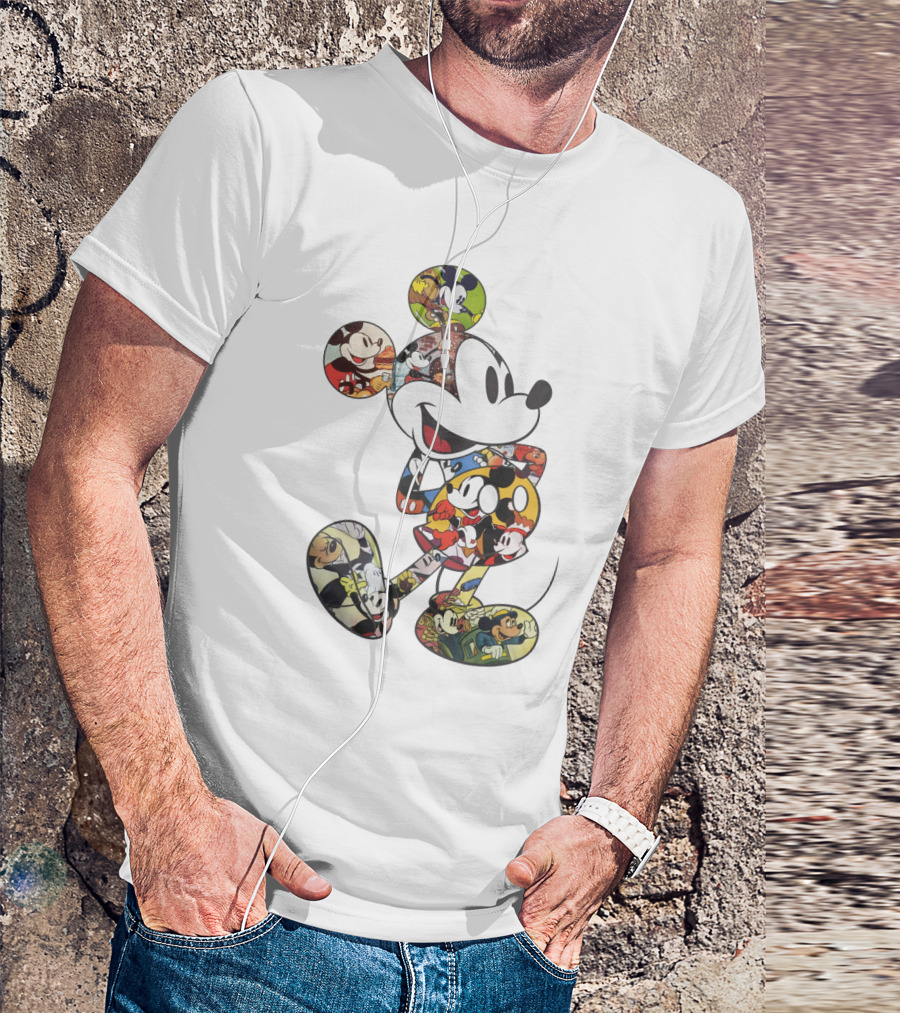 Disney Mickey Mouse Collage Vintage Comic Style T-Shirt