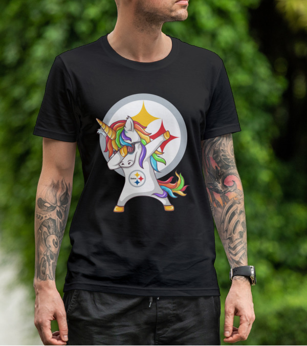 Steelers Rainbow Unicorn Dab With Pittsburgh Steelers T-Shirt