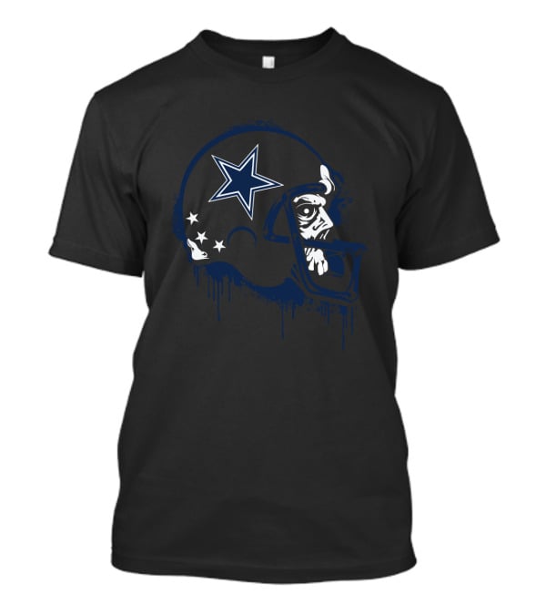 Zombie Skull Dallas Cowboys Helmet Stars Football T-Shirt