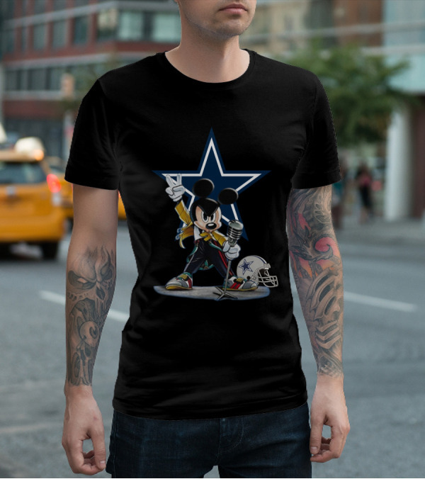 Dallas Cowboys Mickey Star Helmet Mic T-Shirt