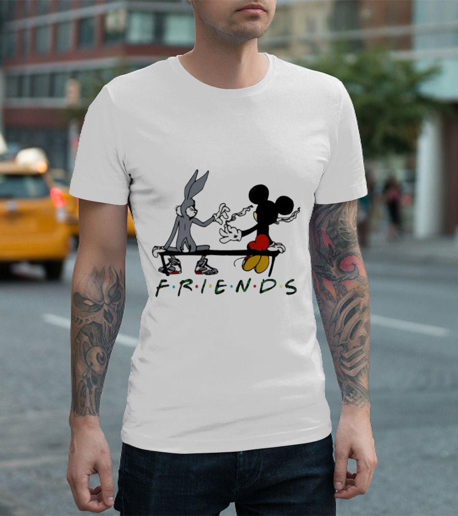 Friends Mickey Bugs Bench T-Shirt