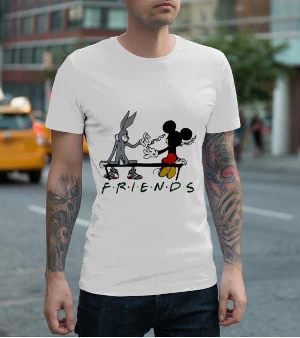Friends Mickey Bugs Bench T-Shirt
