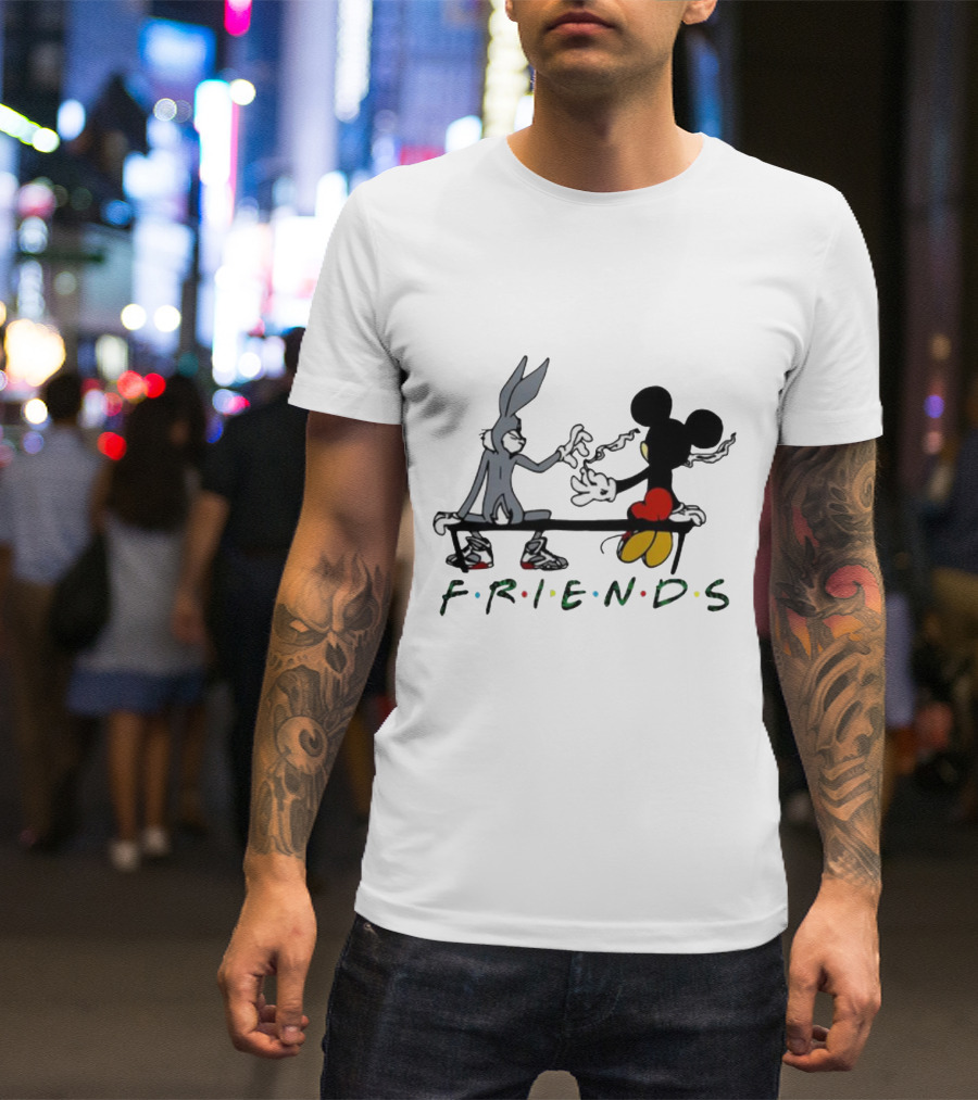 Friends Mickey Bugs Bench T-Shirt