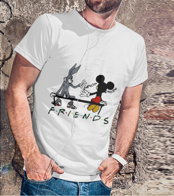 Friends Mickey Bugs Bench T-Shirt
