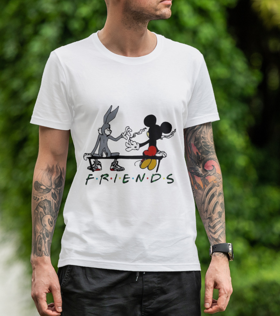 Friends Mickey Bugs Bench T-Shirt