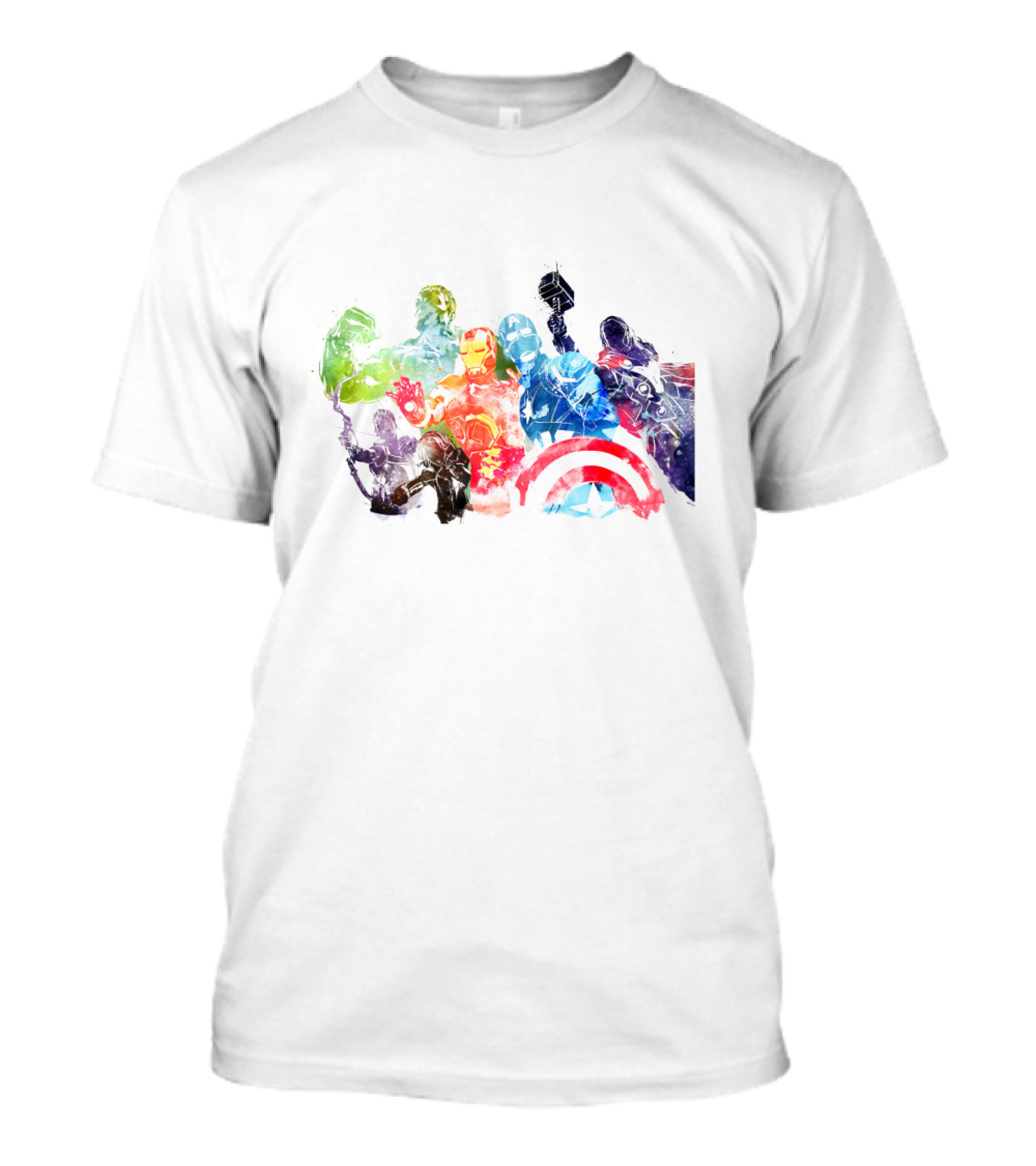 Avengers Watercolor Hulk Iron Man Thor Captain America Black Widow Hawkeye T-Shirt