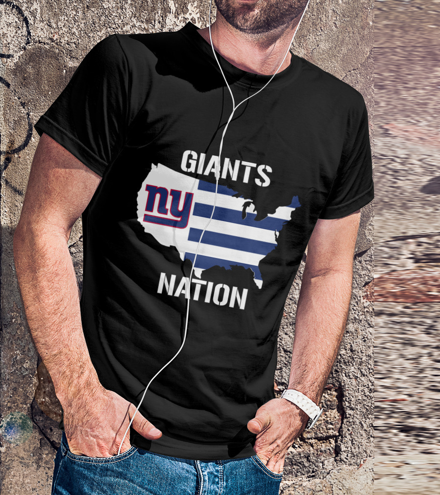 NY Giants Nation USA Map Stripes T-Shirt