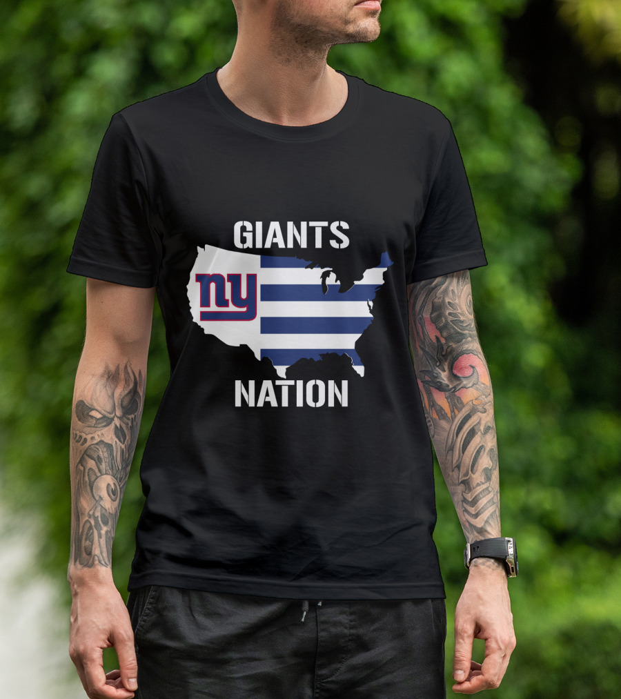 NY Giants Nation USA Map Stripes T-Shirt