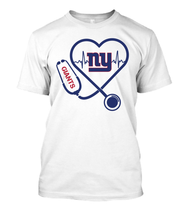 NY Giants Heartbeat Stethoscope Love T-Shirt