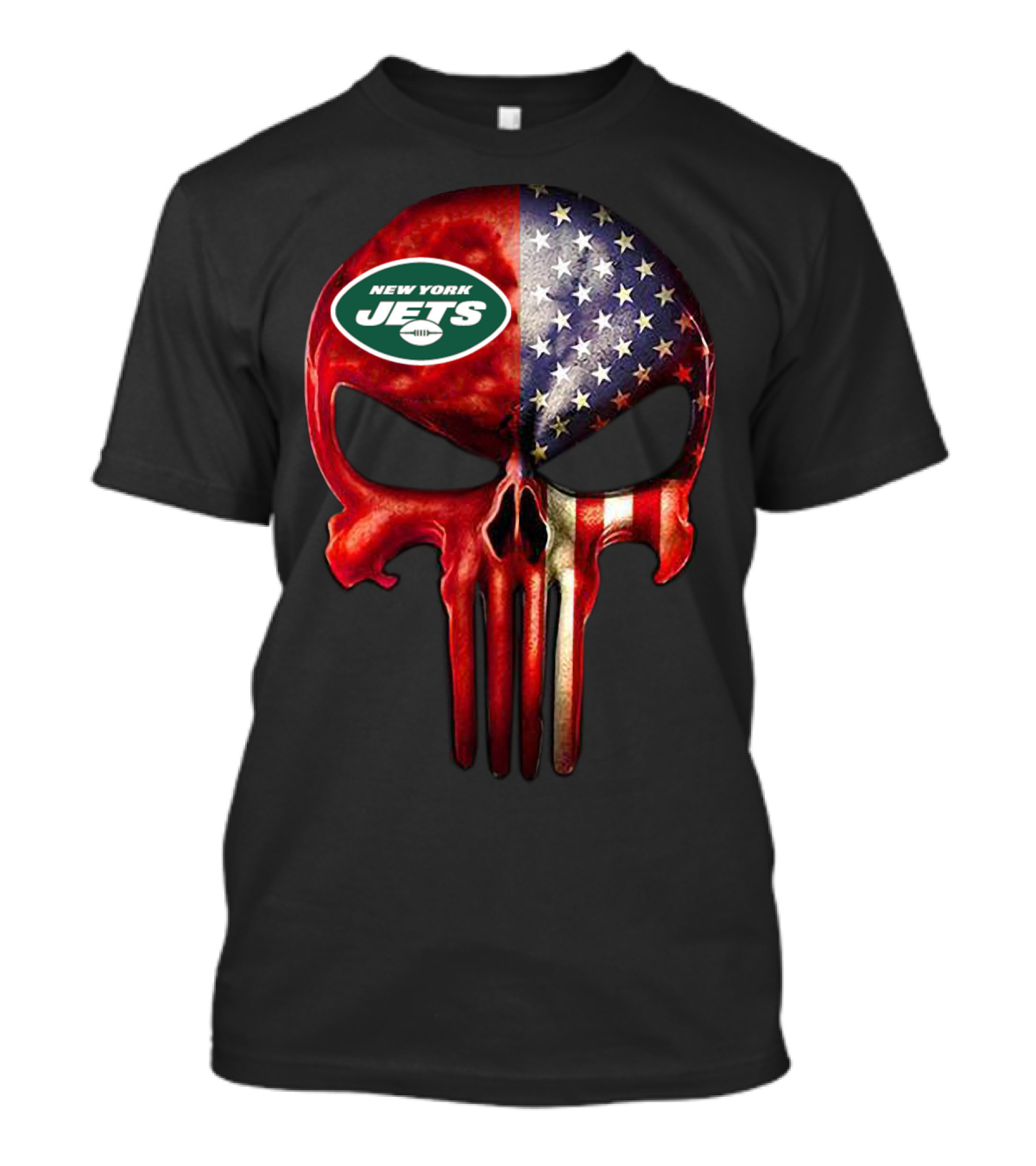 New York Jets American Flag Skull For True New York Fan Only T-Shirt
