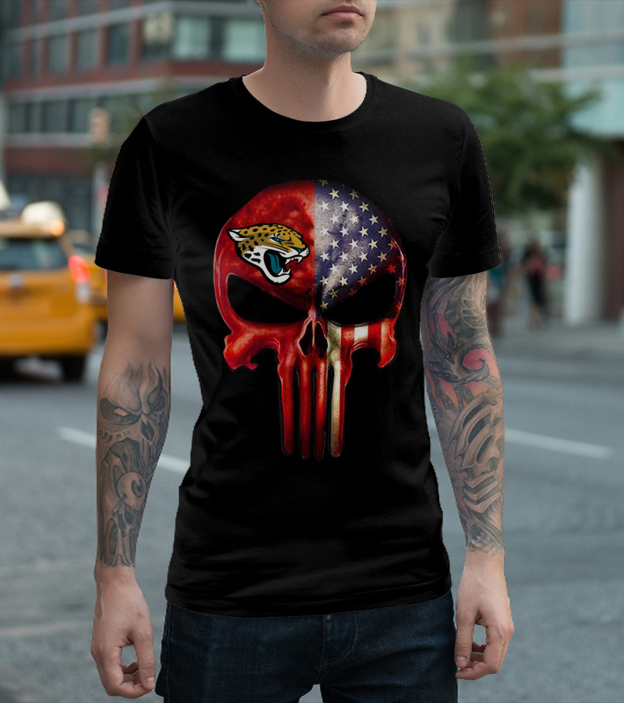 Jacksonville Jaguars American Flag Punisher Skull T-Shirt