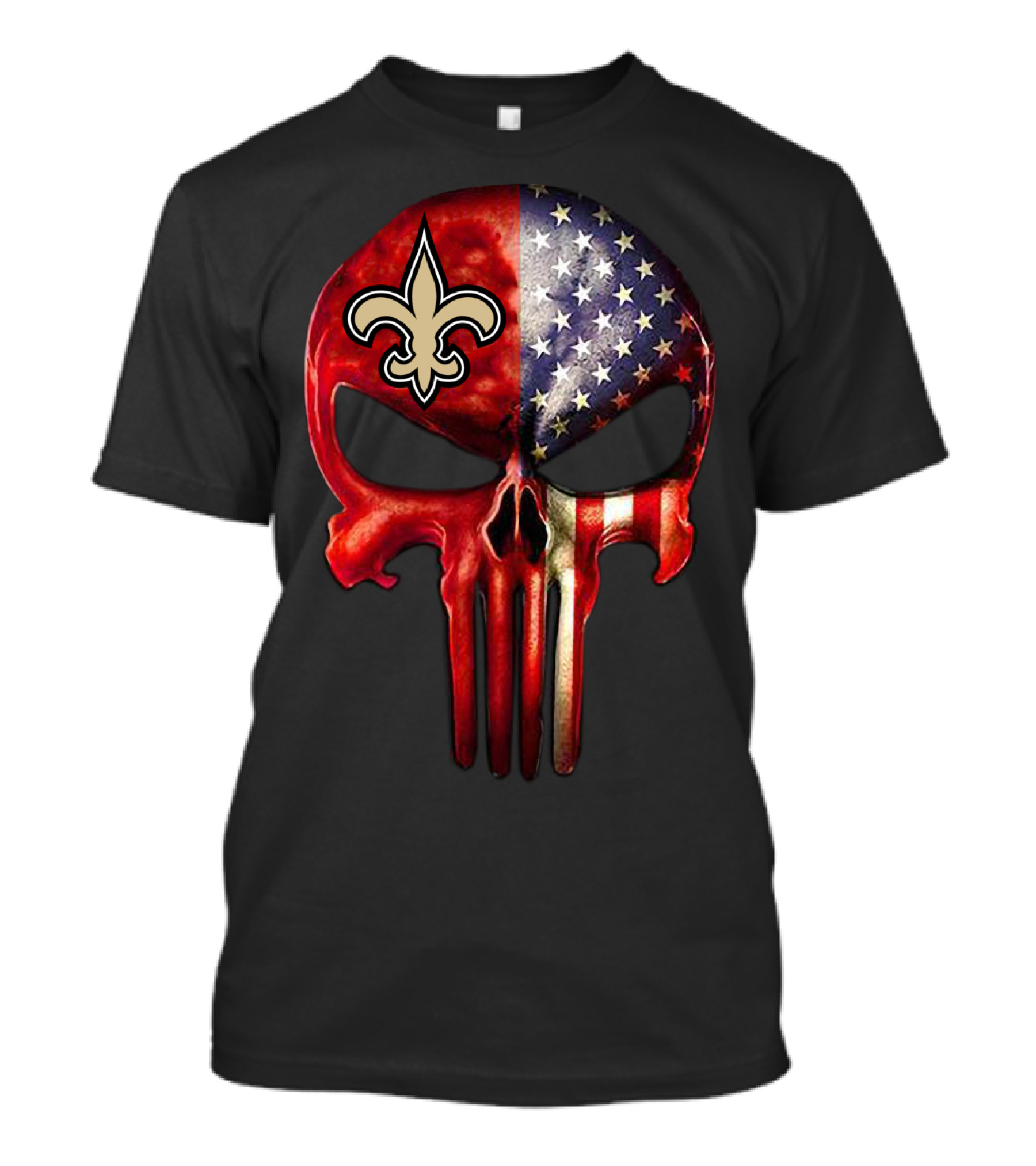 New Orleans Saints American Flag Punisher Skull T-Shirt