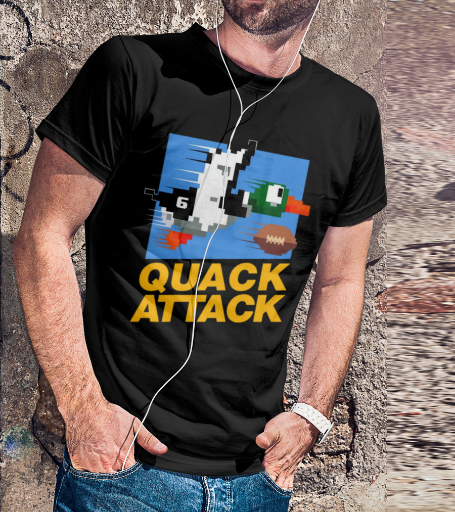 Quack Attack Pixel Duck Football Retro Gaming T-Shirt