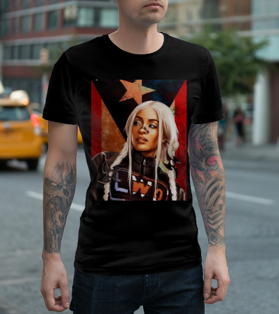 LWO Zelina Vega Fear La Chancla Puerto Rican Flag Background T-Shirt