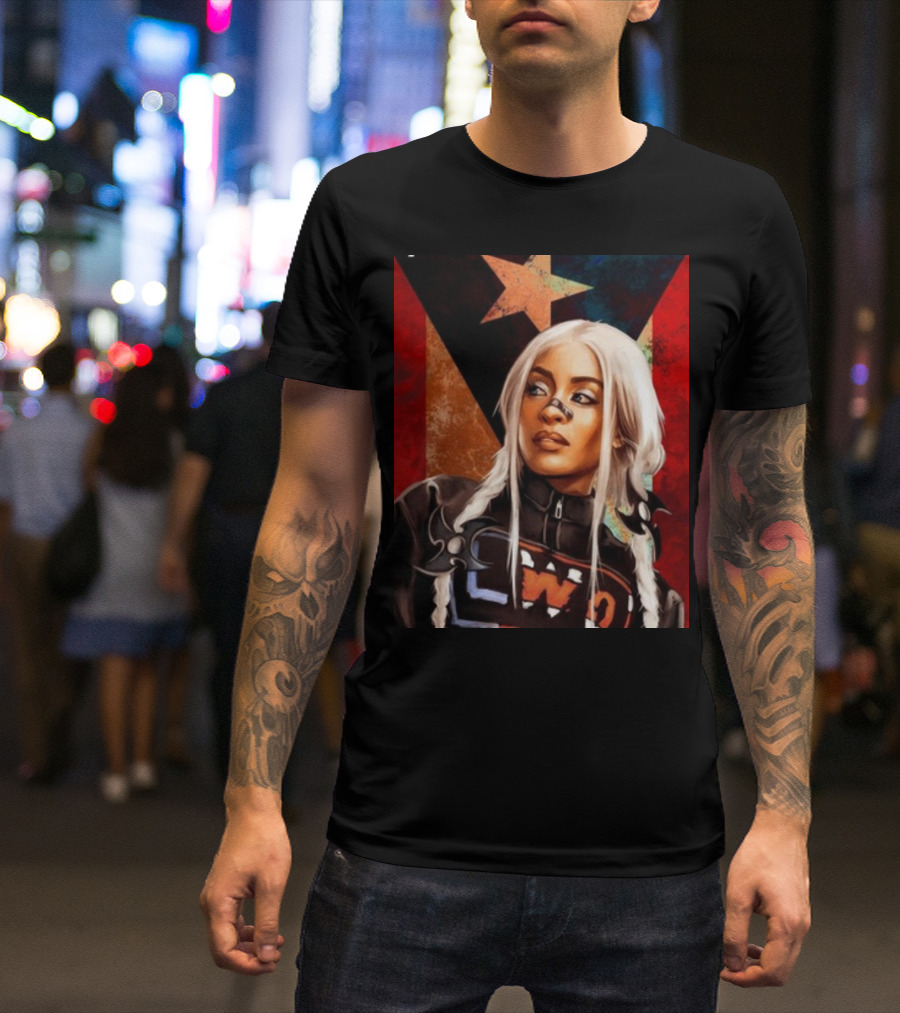 LWO Zelina Vega Fear La Chancla Puerto Rican Flag Background T-Shirt