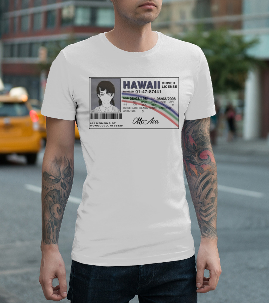 21sailors Mcasa Hawaii Driver License Rainbow Anime Character T-Shirt