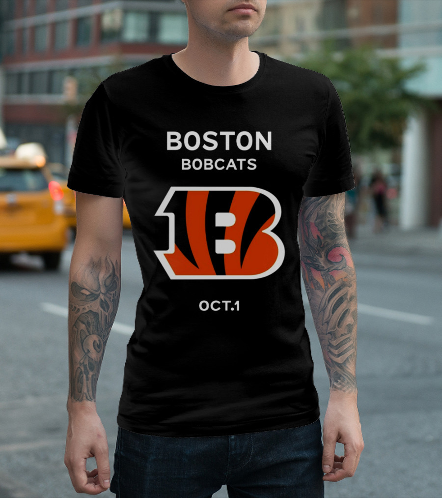 Boston Bobcats B Logo Oct 1 Tiger Stripes T-Shirt