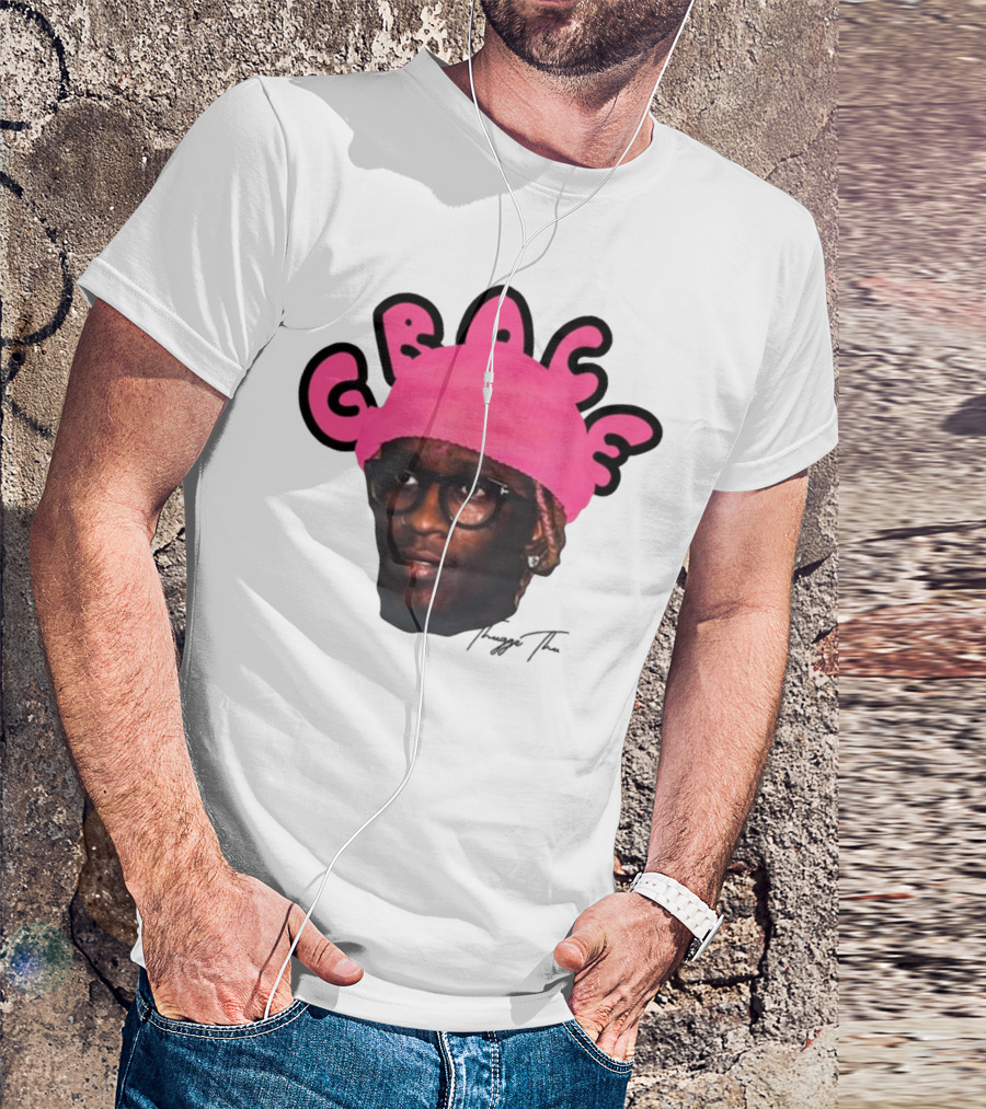 Thuggin Thuggin Grace Pink Beanie Glasses T-Shirt