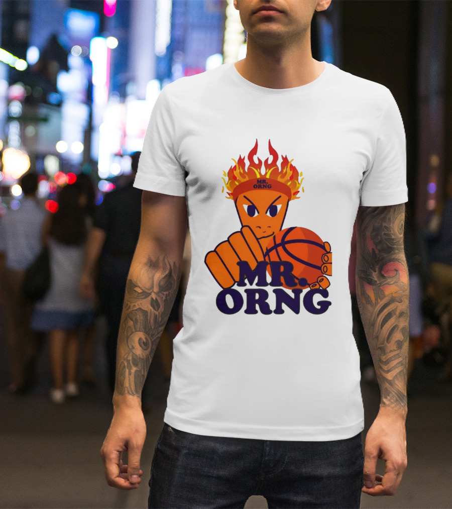 MR ORNG Basketball Flame Fist Character T-Shirt