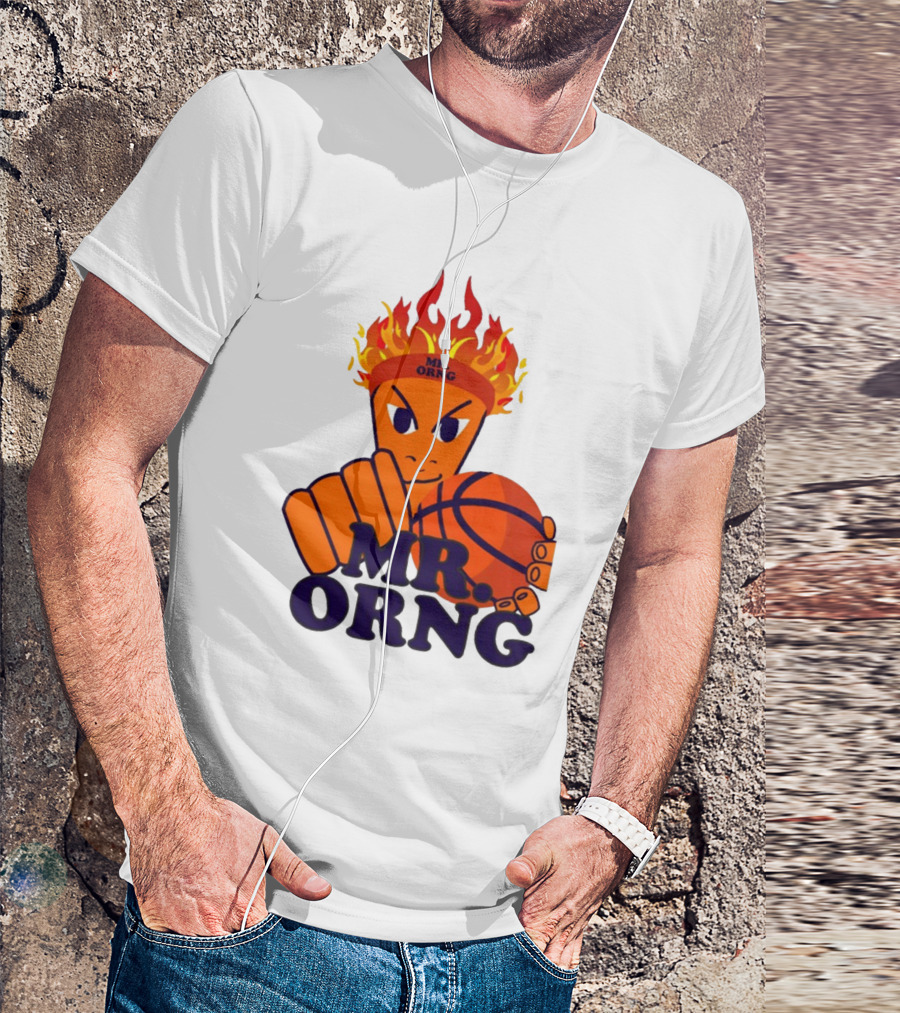 MR ORNG Basketball Flame Fist Character T-Shirt