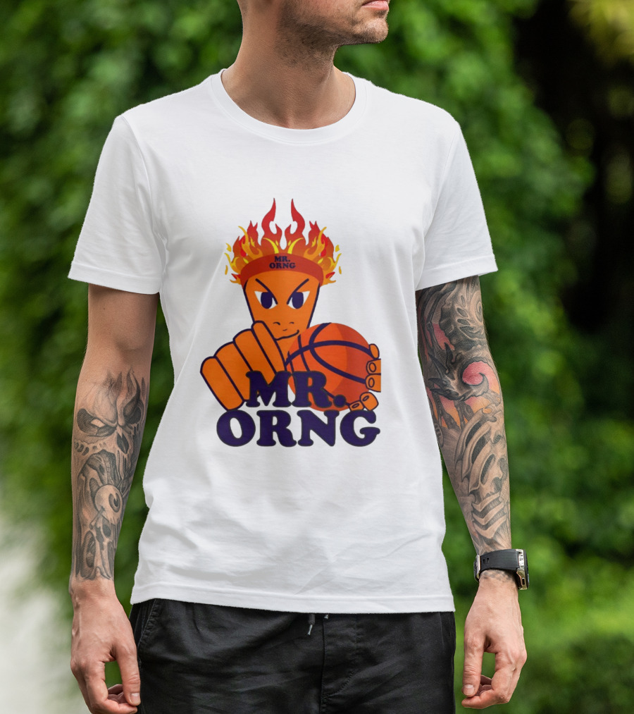 MR ORNG Basketball Flame Fist Character T-Shirt