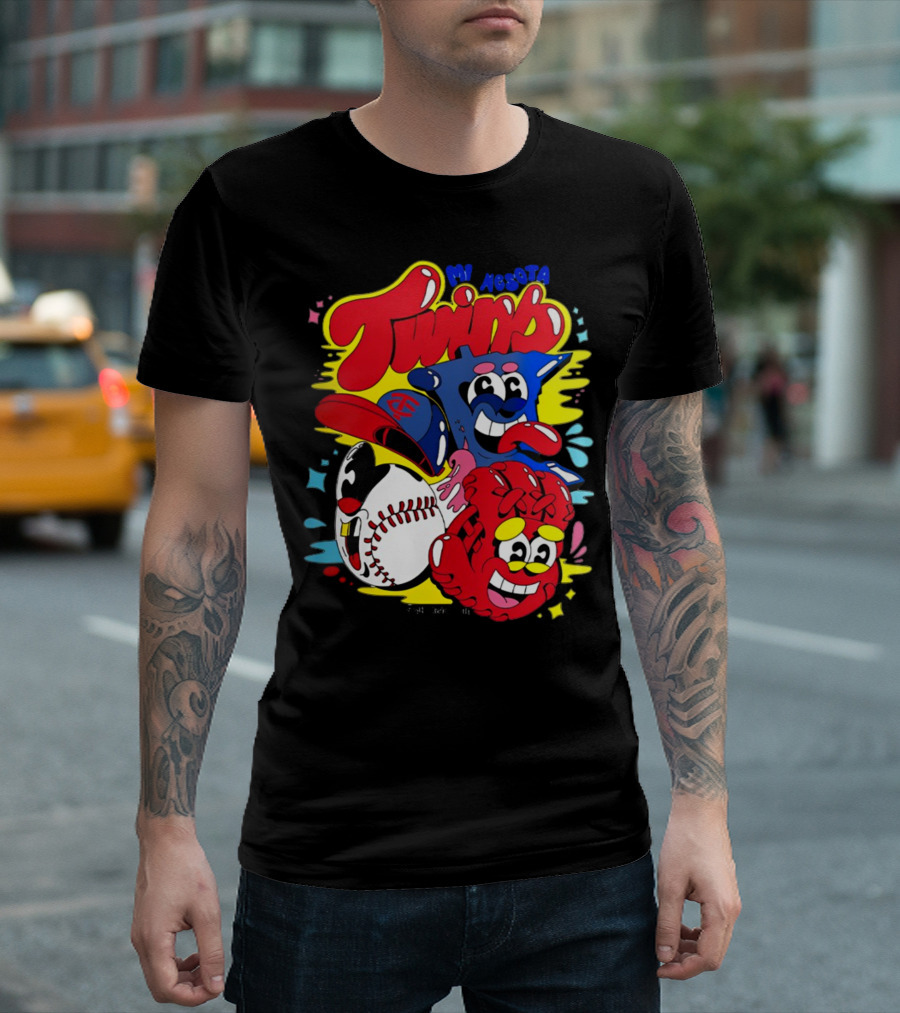 Minnesota Twins Cartoon Characters Baseball Art Evan Weselmann T-Shirt