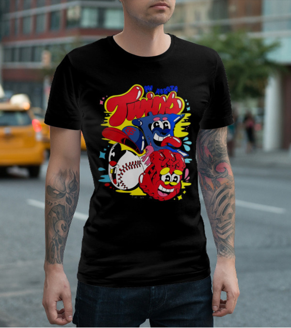 Minnesota Twins Cartoon Characters Baseball Art Evan Weselmann T-Shirt