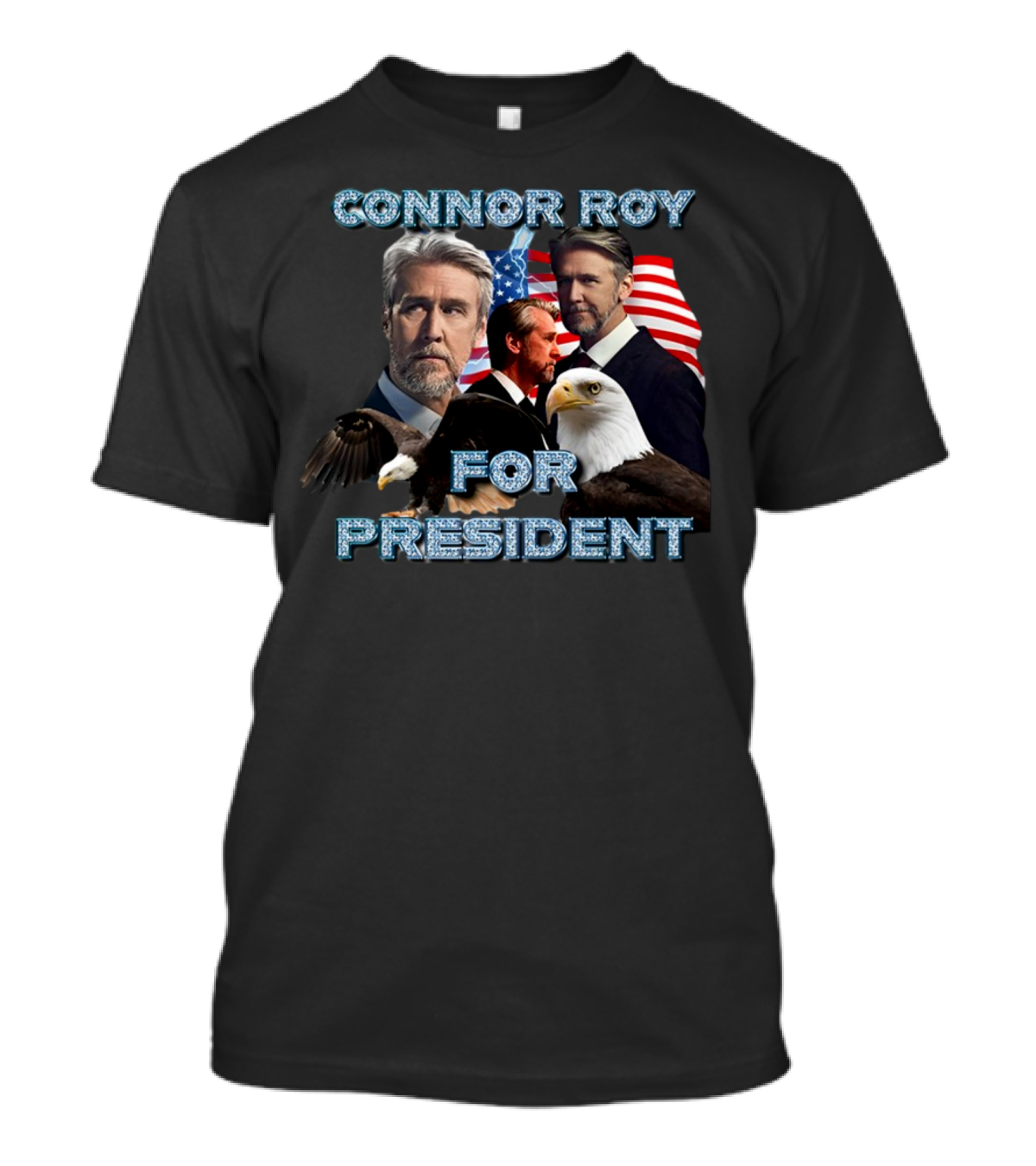 Connor Roy For President Bald Eagle American Flag T-Shirt
