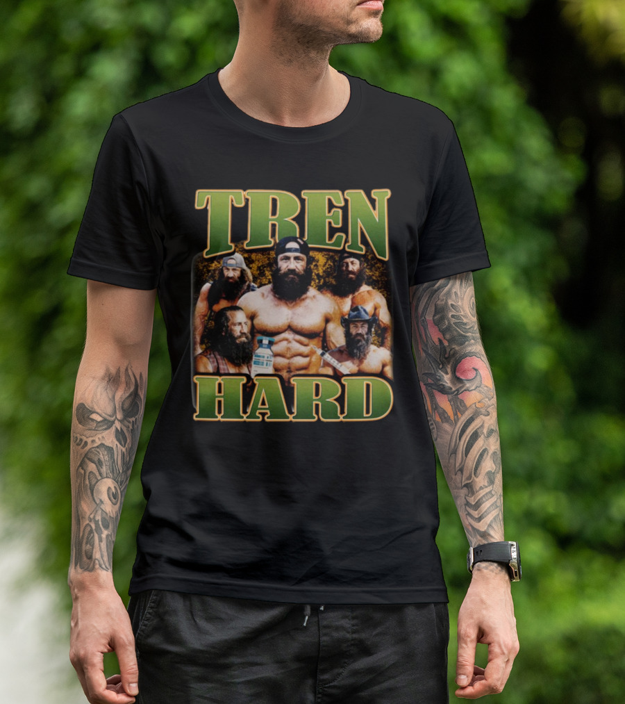 TREN HARD Bodybuilding Bearded Muscular Men With Medicine Bottle T-Shirt