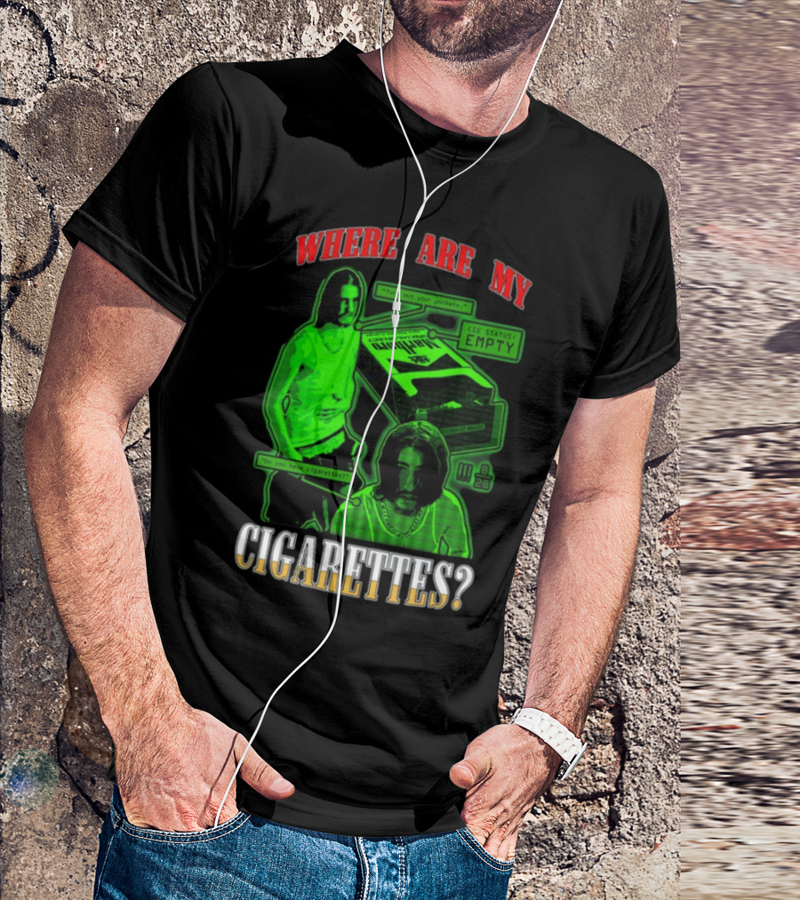 Fishtanklive Where Are My Cigarettes Empty CIG Status Turn Out Your Pockets T-Shirt