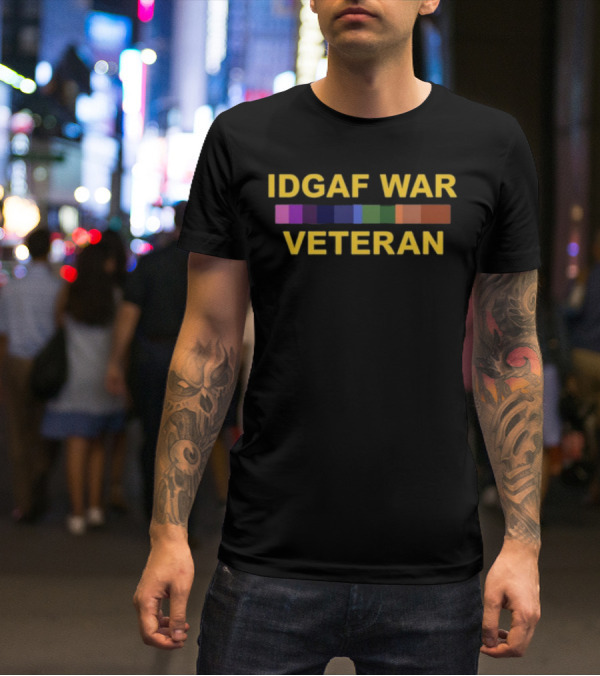 IDGAF War Veteran Color Bars T-Shirt