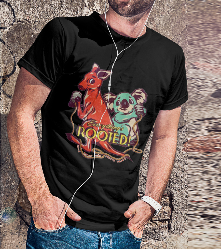 Everything's Rooted Kangaroo And Koala Play With Cords T-Shirt