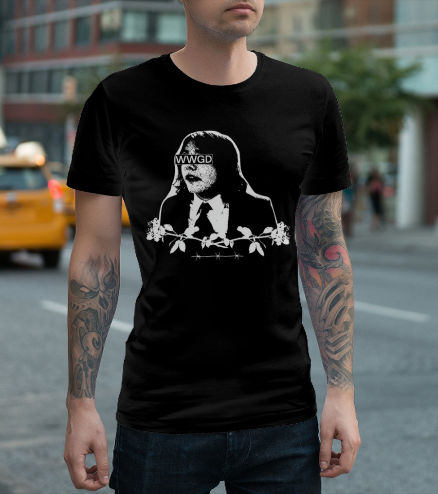 Catchinglizards WWGD Black and White Barbed Wire Suit T-Shirt