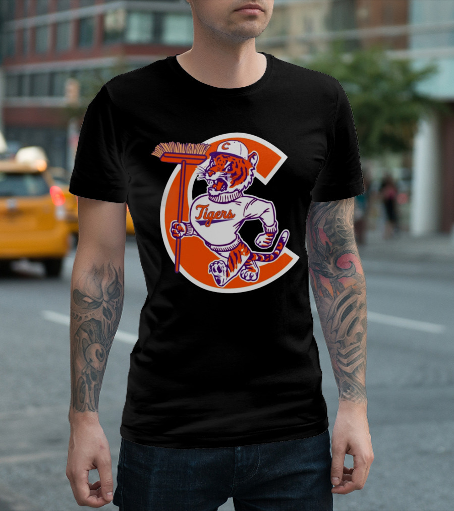 Austin Pendergist Tigers C Letter Mascot with Broom T-Shirt