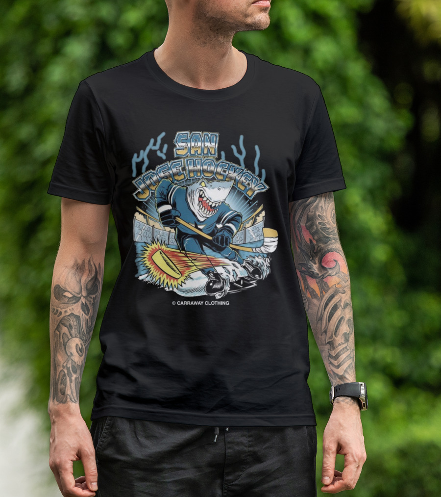 SAN JOSE HOCKEY SHARK ICE ACTION CARAWAY CLOTHING T-Shirt