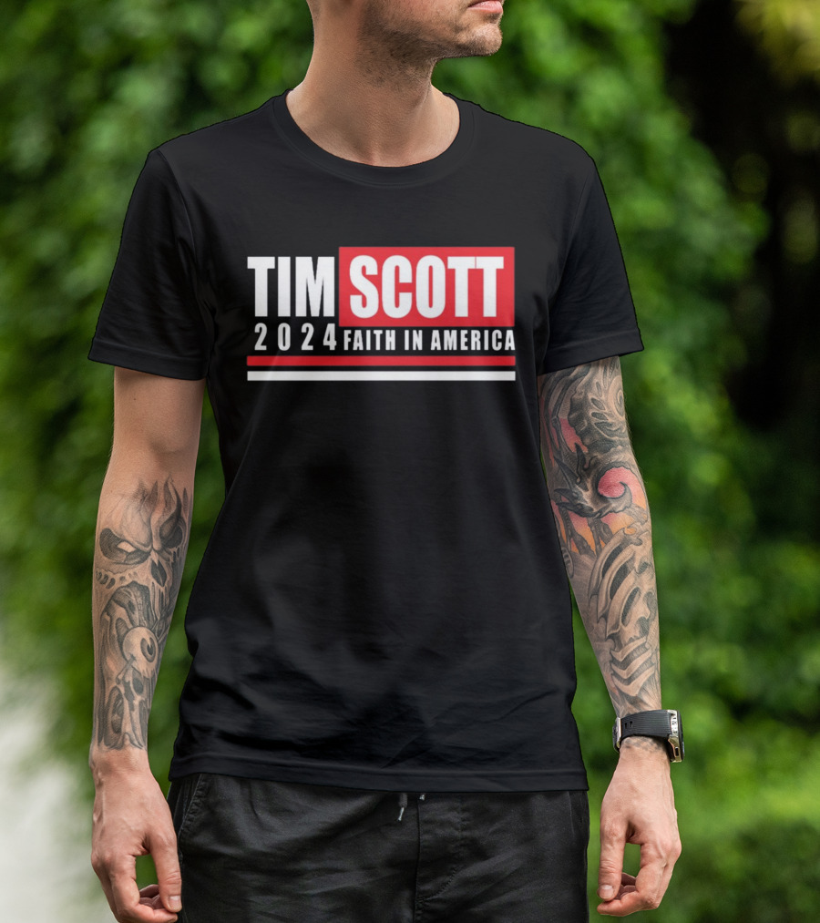 Tim Scott 2024 Faith In America Political Campaign T-Shirt
