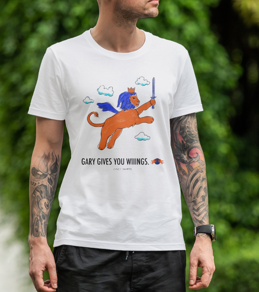 Gary Gives You Wings Flying Lion Sword Clouds Cincy T-Shirt