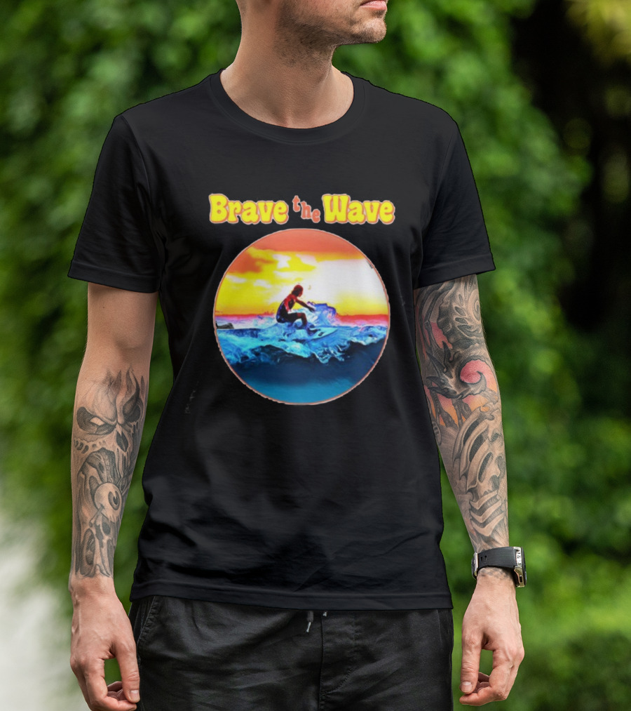 Brave The Wave Surfer At Sunset T-Shirt