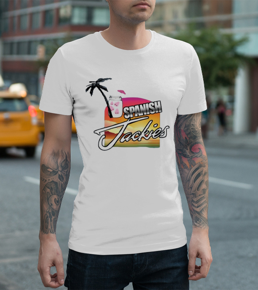Spanish Jackies Sunset Palm Tree Drink T-Shirt
