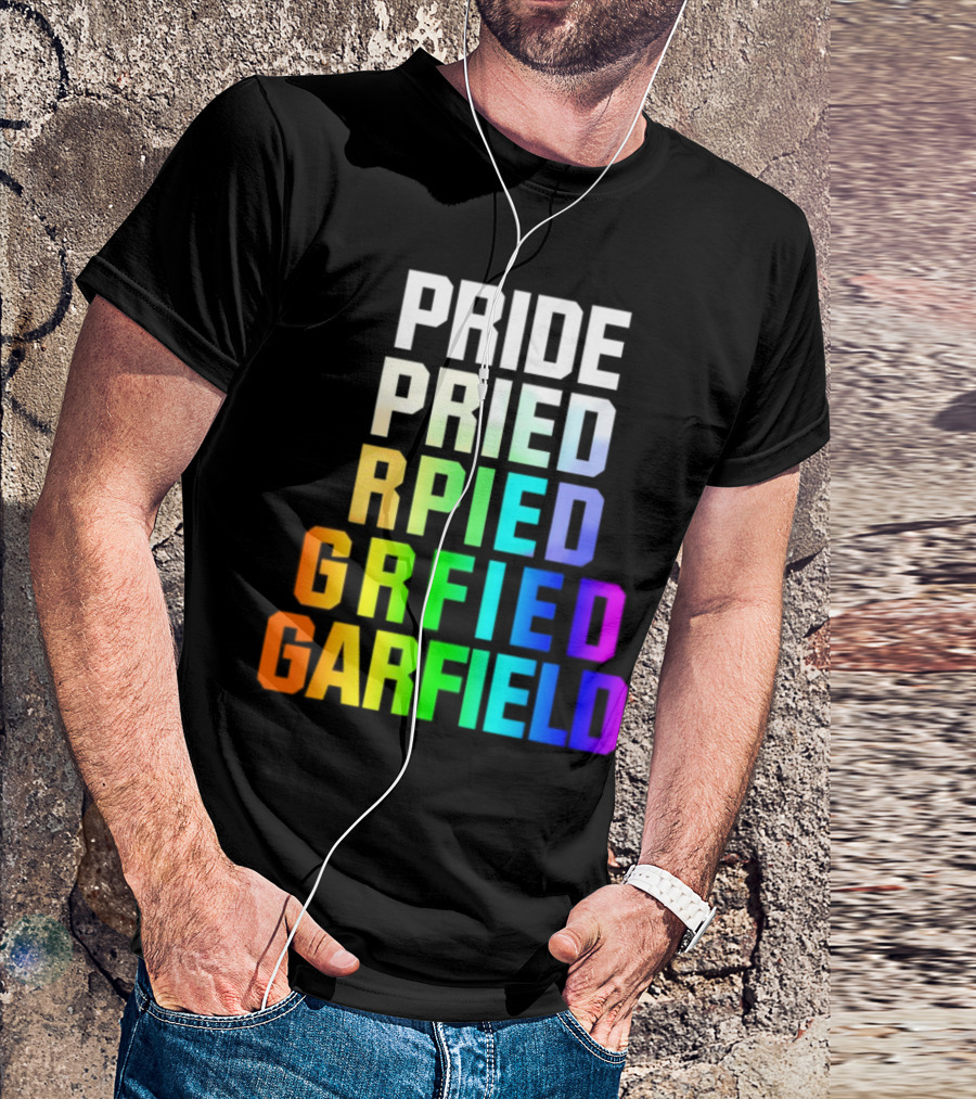 Pride Rainbow Garfield Parody Text Evolution T-Shirt